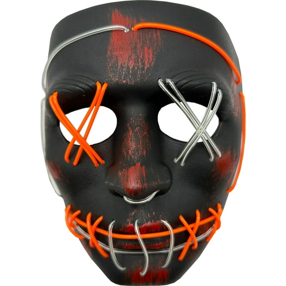 Punk Cross Hatch Mask 2-Color Aqua Orange Party Wire EL Light Up Accessory