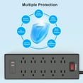 thumbnail image 4 of JcBlaon Power Strip Surge Protector with USB Ports Multiple Outlets, 5ft Flat Plug Extension Cord, Black, 4 of 10