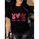 thumbnail image 1 of Valentine's Day Love Gesture & Heart Print T-Shirt - Casual Crew Neck, Short Sleeve Top for Women, Breathable Tee For Adult, Men, Women, Teen, Teenager, Adolescent, Youth, 1 of 5
