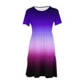 thumbnail image 4 of Sakmal Gradient Dresses for Women 2024 Basic Loose Fit with Pocket Purple Comfort Fit Short Sleeve Long Sundress, 4 of 5