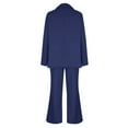 thumbnail image 4 of RYRJJ Women's Fall 2 Piece Blazer Outfits Business Casual Long Notch Collar Blazer Jackets and Dressy Wide Leg Work Pant Suits Sets with Pockets(Dark Blue,L), 4 of 6