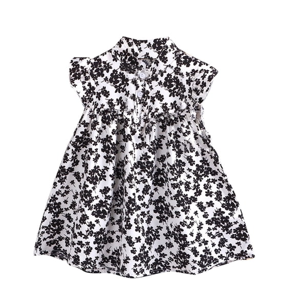 Abtuhar Kids Girls Summer Sleeveless Round Neck Small Floral Print Loose Flowy Princess Tank Daily Dress