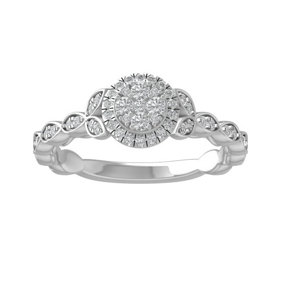 ARAIYA FINE JEWELRY 10K White Gold Round Lab Grown Diamond Engagement Ring (1/3 cttw, VS Clarity, D-E Color) Size 8