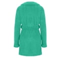 thumbnail image 4 of Bathrobe for Women Warm Plush Long Sleeve Mid Length Robes Soft Shower Spa Sleep Robes with Pockets Mint Green 3XL, 4 of 5