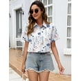 thumbnail image 3 of Zeagoo Shirts for Women Trendy Rolled Cuffed Short Sleeve Button Up Blouse Business Casual Tops, 3 of 10