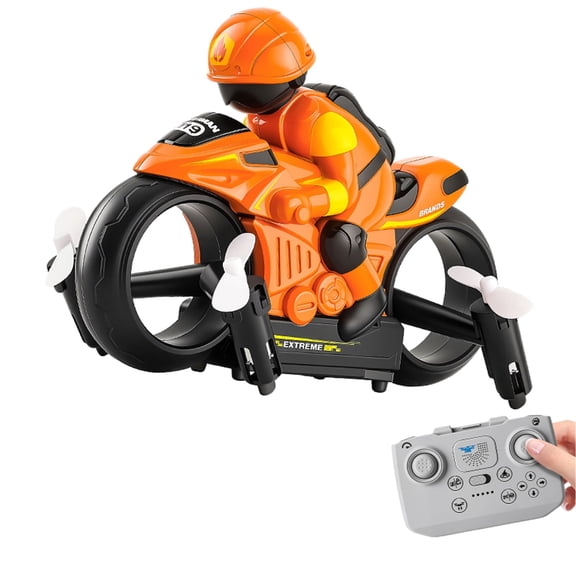 Rechargeable 2 in 1 Flying RC Car Drone, Dual Mode Stunt Toy with 24G Remote, Headless Mode, Altitude Hold, 360 Flip, LED Lights