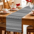 thumbnail image 5 of Grey Black Boho Table Runner - 36 Inch Long Vintage Ethnic Tribe Abstract Art Cotton and Linen Blended Dress Scarves Farmhouse Table Runner for Kitchen Dining, Coffee Table, 13" x 36", 5 of 8