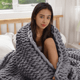 thumbnail image 4 of Comtest Chunky Knit Throw Blanket Chenille, Dark Gray, 50"x60"(Office Size), 4 of 6