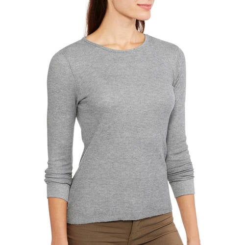 Women's Waffle Thermal Underwear Top Gray Size L --B2-- | eBay