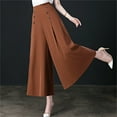 thumbnail image 2 of Women's Pleated Wide Leg Culottes High Waist Comfortable Swing Trousers for Spring and Summer Casual Style, 2 of 5