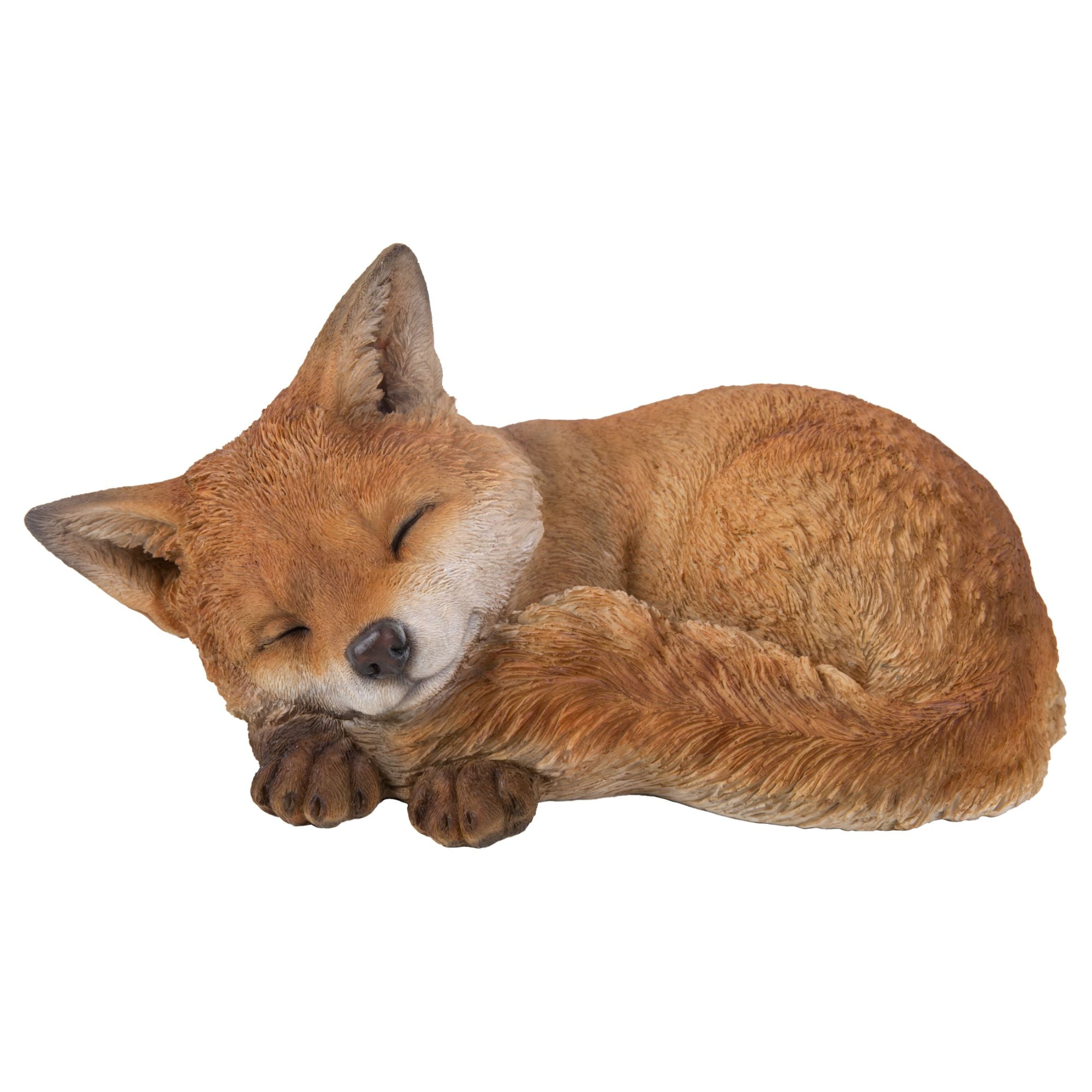 10" Brown and White Fox Pup Sleeping Outdoor Garden Statue