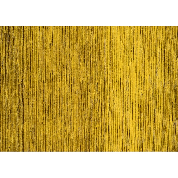 Ahgly Company Machine Washable Indoor Rectangle Oriental Yellow Modern Area Rugs, 7' x 9'