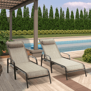 Hommow Outdoor Chaise Lounge Chair, Set of 2 Adjustable Patio Chaise Lounges for Beach Yard Pool,Brown