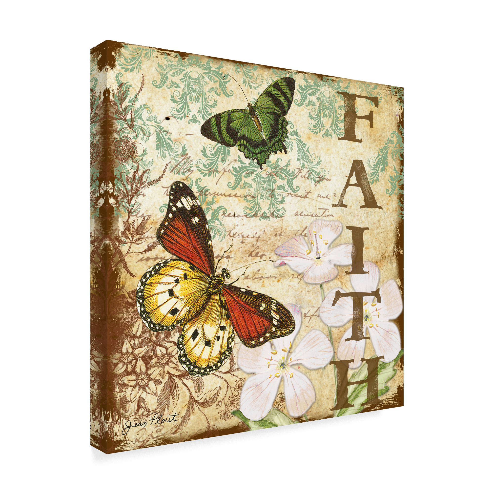 Trademark Fine Art 'Inspirational Butterflies Faith' Canvas Art by Jean Plout