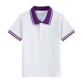 thumbnail image 4 of CAICJ98 Boys Short Sleeve Polo Shirt Kids Toddler Color Block Collared School Uniform Shirts (Purple,13-14 Years), 4 of 4