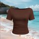 thumbnail image 3 of Tops Casuales sin Mangas para Mujeres Camiseta de Moda Blusa Elasticidad Suelta Cuello Redondo Tops de Color Sólido para Mujeres, 3 of 5