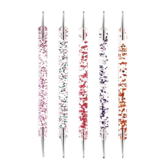 Jumpingount 5pcs Nail Lentejuelas Pluma de perforación de doble punta Acrílico portátil Glitter Dot Flower Pin Lentejuelas Rod Dot Drill Pen con Juegos de manicura Jumpingount CE002339-00