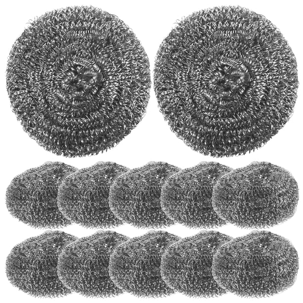 12 cepillos de limpieza duraderos de acero inoxidable para la cocina (plateados)