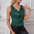 thumbnail image 5 of Women'S Sequin Tank Top Sparkly Sleeveless Dressy Party Shirts Holiday Scoop Neck Shimmer Tops Going Out Outfits,Summer Sleeveless Tanks Tops Blouses,Club Draped Cocktail Camisole Vest Blouse Green S, 5 of 7