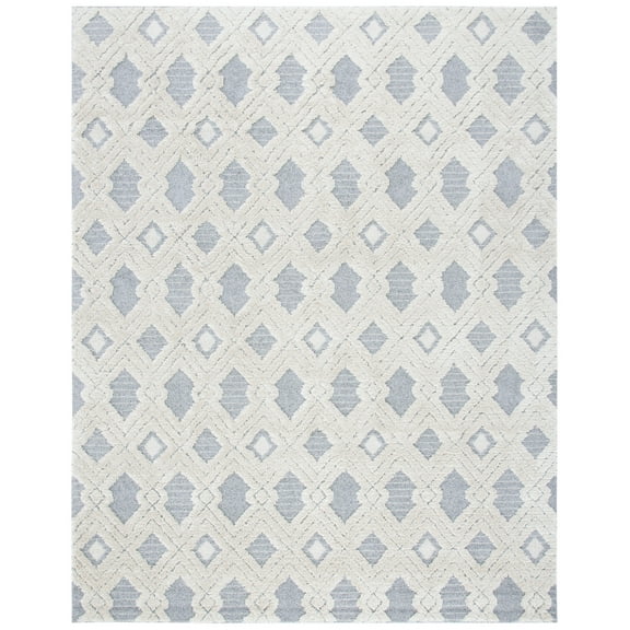 SAFAVIEH Martha Stewart Lucia Shag Area Rug, White/Light Grey, 8' x 10'
