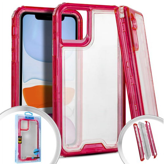 For 3 In 1 For Iphone 11 6.1 Transparent Case Red