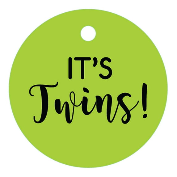 100 PCS It's Twins Cricle Baby Shower Hang Tags Baby Shower Favor Gift Paper Tags