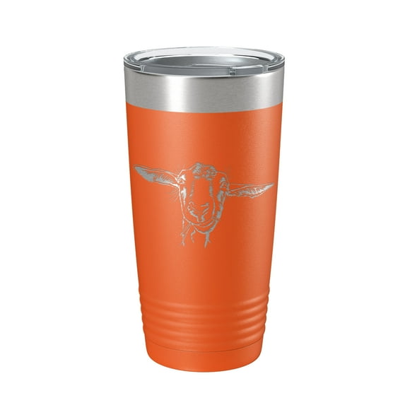 Goat Tumbler Goat Face Travel Mug Insulated Laser Engraved Coffee Cup Farmer Gift 4H 20 oz Orange