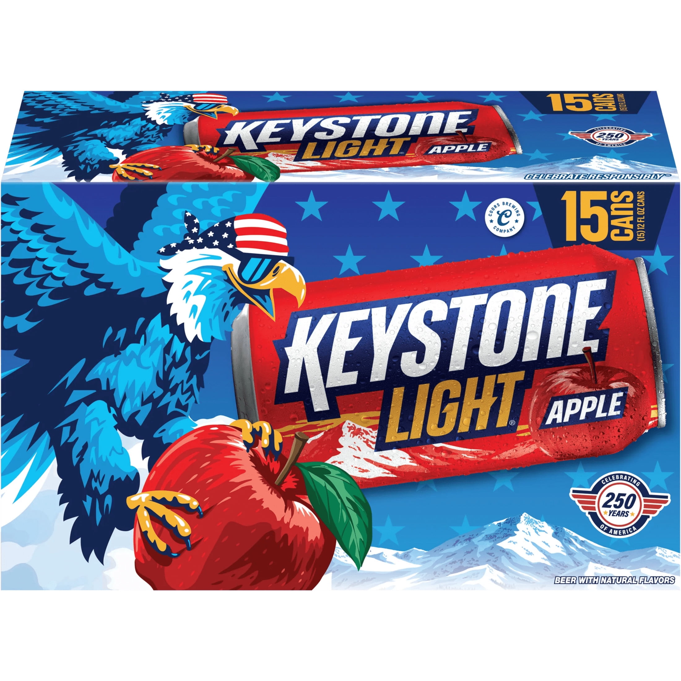 Keystone Light Apple American Beer, 15 Pack, 12 fl oz Aluminum Cans, 4.01% ABV