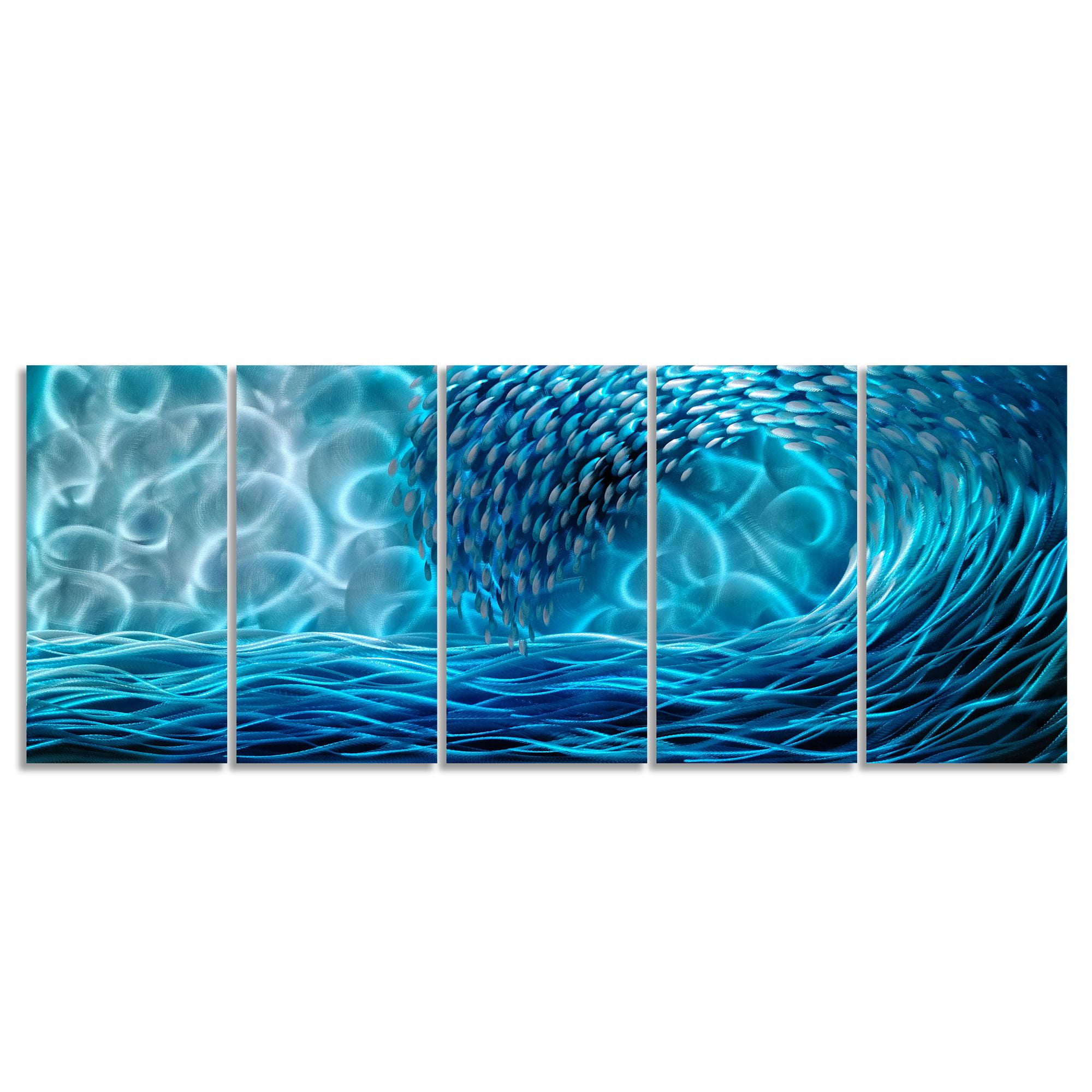 Yihui Arts 3D Coastal Pictures Large Ocean Metal Wall Art for Home Decor