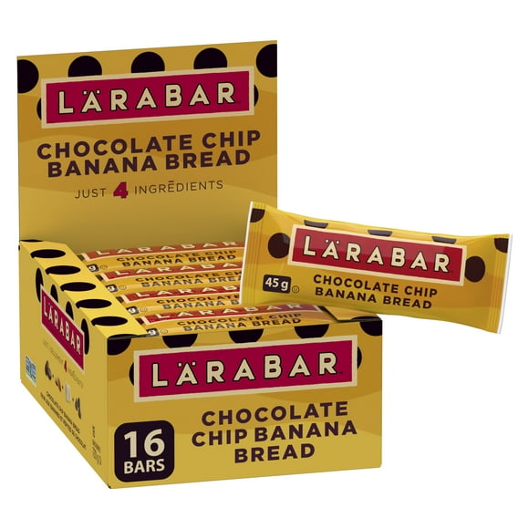 Larabar Sans Gluten Pain aux bananes et pépites de chocolat 16 barres x 45 g, 720 g