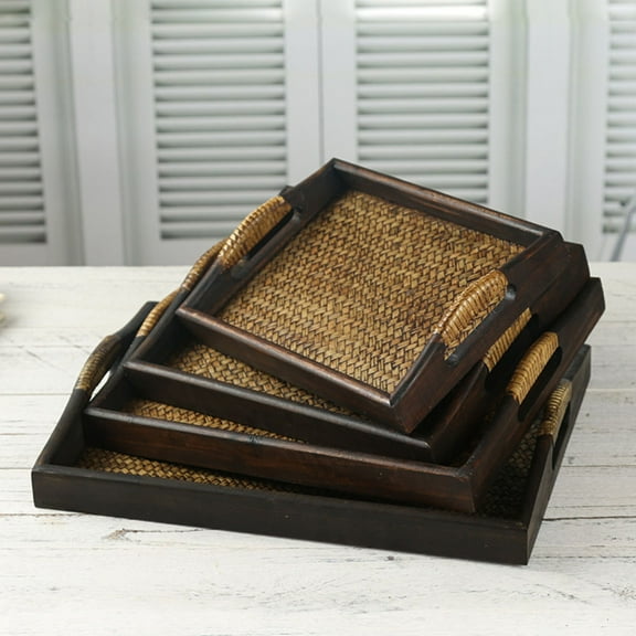 SOPOTUTU Rectangle Tray Tea Tray Rattan 1Set Back to School