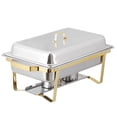 thumbnail image 5 of HomGarden 4 pack Chafing Dishes 8QT Catering Chafer Set Stainless Steel Food Warmers Gold & Silver Foldable Frame with Lid, Pans & Fuel Holders for Buffet, Parties, Weddings, 5 of 10