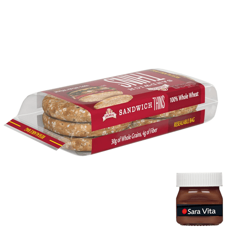 Oroweat Sandwich Thins Whole Wheat Rolls, 6 count, Pre-sliced Sandwich Thins, 12 oz Bag