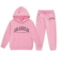 thumbnail image 4 of GBSYEWXS Casual Outfits Sets For Teen Girls Hooded Long Sleeve Letter Print Sweatshirt Pant Athleisure Relaxed Clothing Sets Pink Size 15-16 Years, 4 of 4