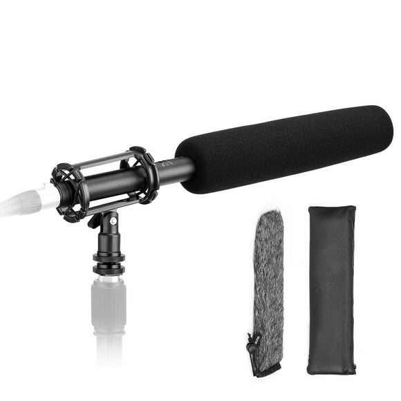 BOYA Super-Cardioid Condenser Microphone with XLR Connector and 48V Phantom Power - BOYA BY-BM6060L Shotgun Mic Kit with Shock Mount, Windscreen, Windshield, and Carry Bag