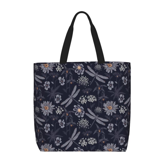 Easygdp Wildflowers And Dragonflies Bolsa Tote para Mujer, Bolso de Hombro para Trabajo, Playa, Viajes, Compras y Supermercado