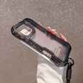 thumbnail image 3 of 3-in-1 Clear Phone Case For iPhone 16,Shockproof Protective Transparent Case,Heavy Duty Protection,With Wrist Strap,Rugged Anti-drop Non-Slip Tough Durable Phone Case,Black, 3 of 10