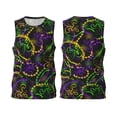 thumbnail image 2 of Gaeub Neon Mardi Gras Men's Mesh Basketball Jersey, Quick-Drying Sleeveless Top S-4XL, Loose Muscle Tank Top -Large, 2 of 9
