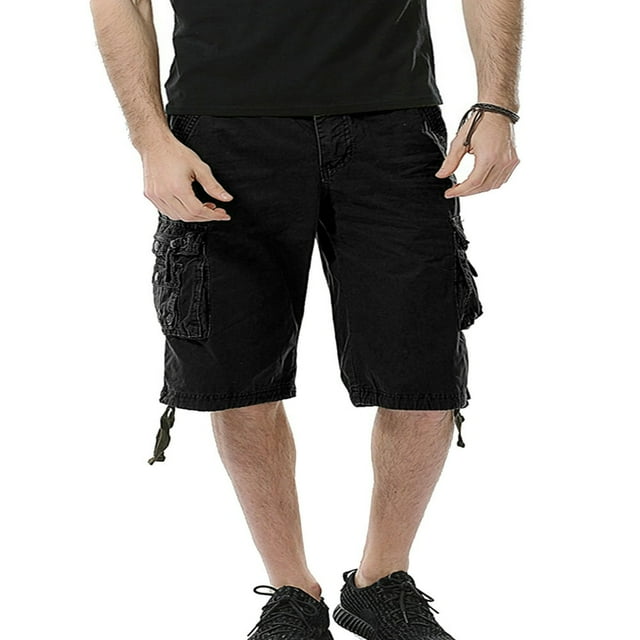 Button-Zipper Closure Cargo Shorts for Men with Pockets