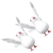 Tineasur 1Pair Lifelike White Artificial Dove Figurine Made of Foam and Plastic for Garden Decor