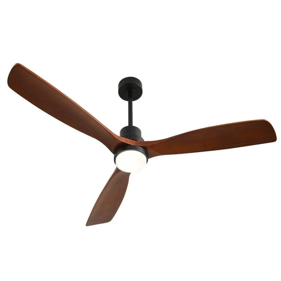 BOFANG 60 inch Ceiling Fan with Dimmable LED Light and Remote, 3 Wood Blades,Black