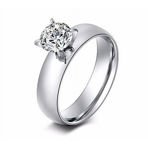 Stainless Steel Crystal Glossy Ring (7)