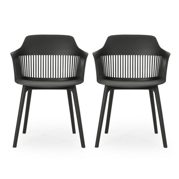 GDF Studio Irene Outdoor Modern Dining Chair, Set of 2, Black