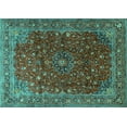 thumbnail image 1 of Ahgly Company Machine Washable Indoor Rectangle Persian Turquoise Blue Traditional Area Rugs, 4' x 6', 1 of 4