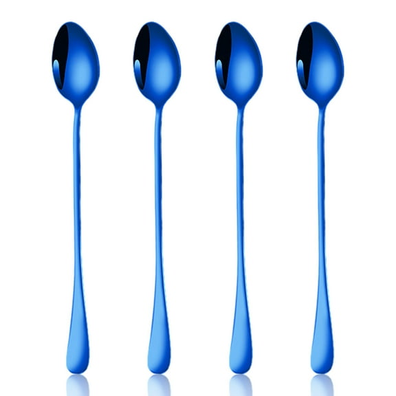 4pcs Long-handled ice tea spoon, cocktail stir spoons, stainless steel coffee spoons Oval spoon head
