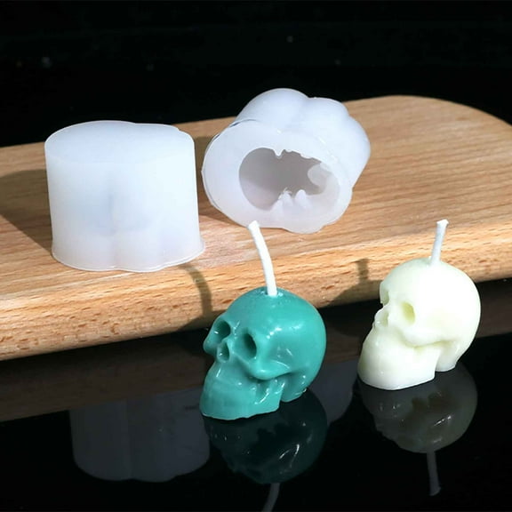 Diceymbol Skull Silicone Candle Mold 1.4" Halloween DIY Craft Mold for Wax/Resin/Chocolate, Reusable & Dishwasher Safe