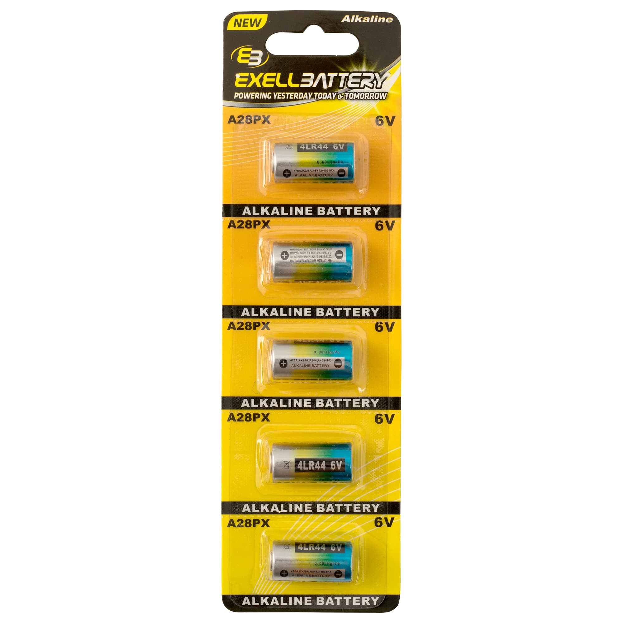 Exell 6V Alkaline Battery, A28PX, 165 Milliamp Hours, 5Pack Walmart