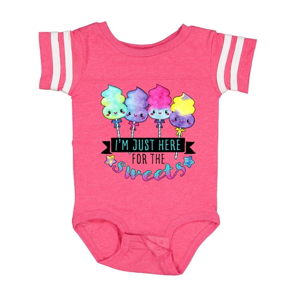Inktastic I'm Just Here for the Sweets with Spun Sugar Candy Boys or Girls Baby Bodysuit
