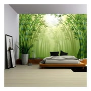 wall26 - Illustration of The Bamboo Trees Inside The Forest - Removable Wall Mural | Self-Adhesive Large Wallpaper - 66x96 inches
