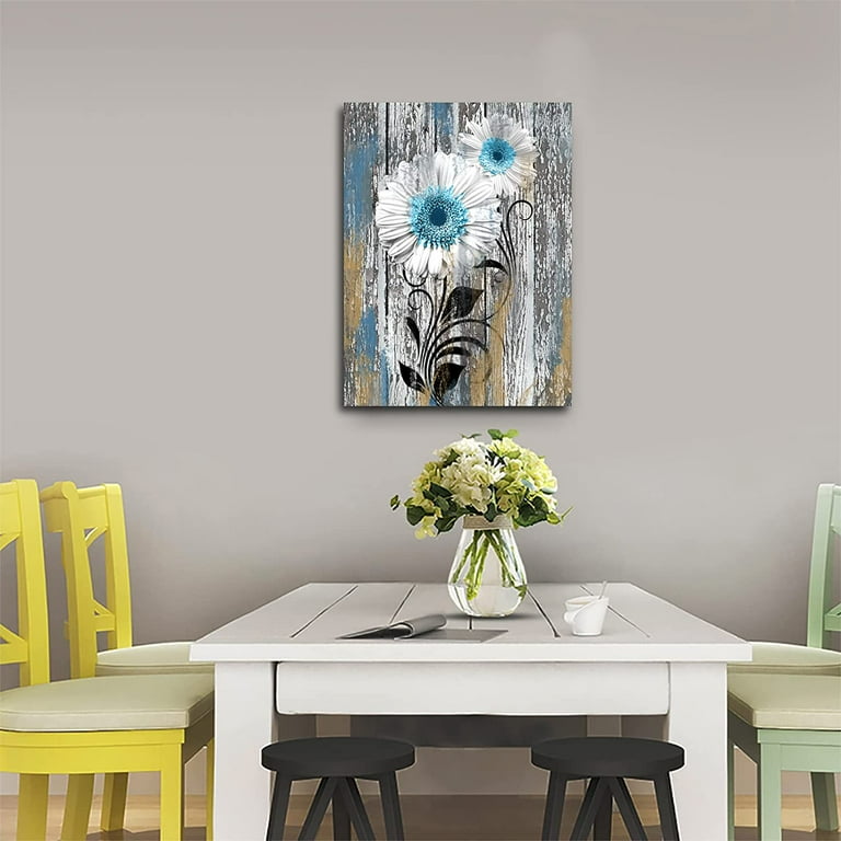 Aazon.co: Yellow Wall Decor For Living Roo - Flower Canvas Wall-Art